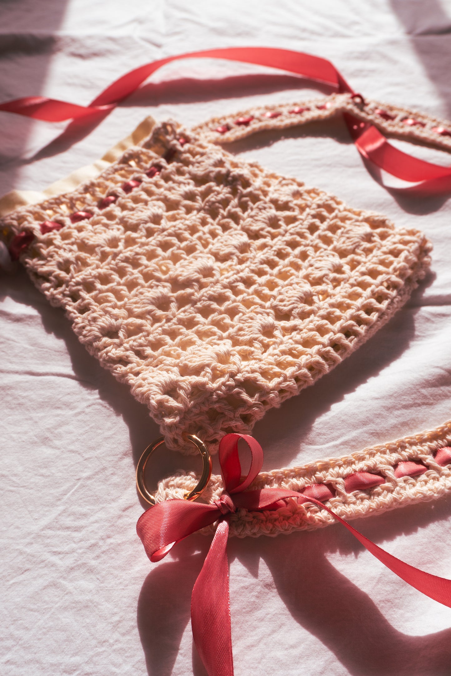 PDF Crochet Pattern Ribbon Tie Shoulder Bag