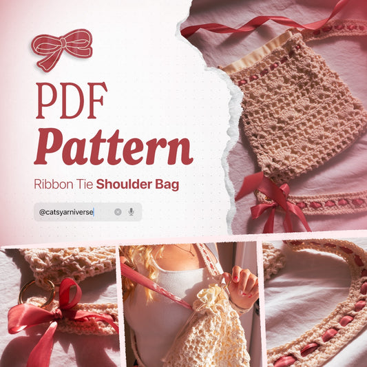 PDF Crochet Pattern Ribbon Tie Shoulder Bag