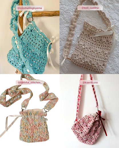 PDF Crochet Pattern Ribbon Tie Shoulder Bag