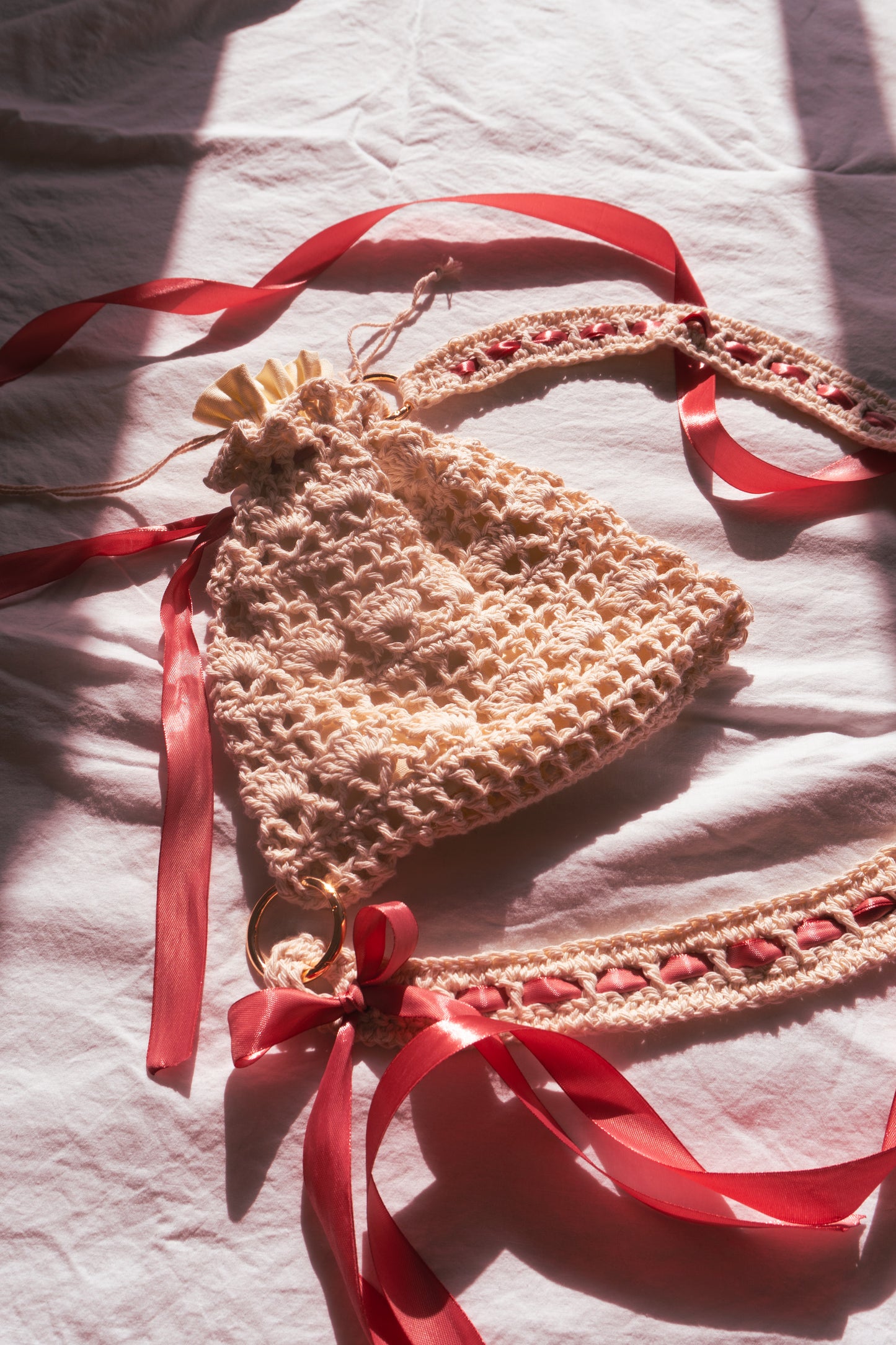 PDF Crochet Pattern Ribbon Tie Shoulder Bag
